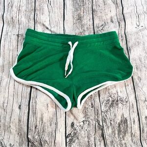 Vintage Divided H&M Green Terry Cloth Hot Pants Low Rise Y2K Size Small